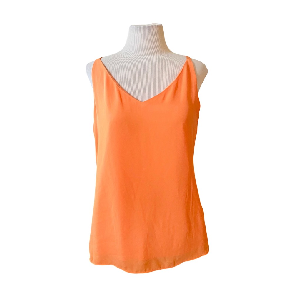 Crown & Ivy Womens Orange V-Neck Double Strap Racerback Camisole Blouse Size M